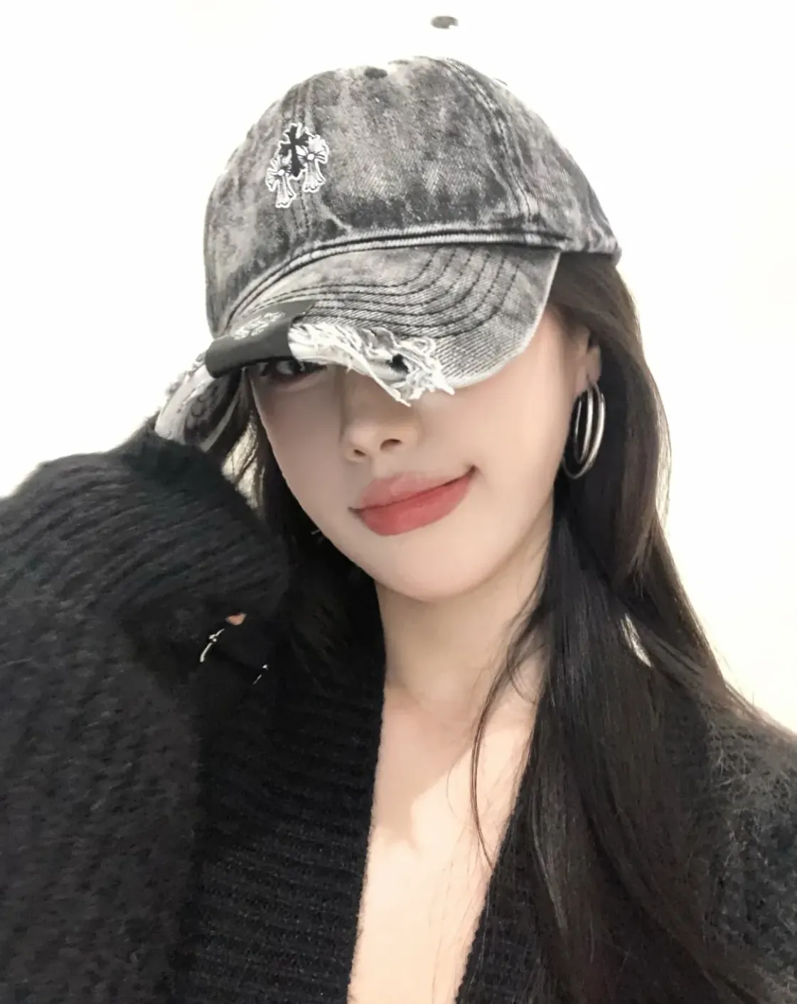 2⃣️5⃣️New ꫛꫀꪝ ❥—— ✨Hot-selling Crow Heart Washed Denim Baseball Cap ⚜️Cross Versatile Fashion Style 💫Denim Black Denim Blue